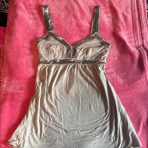 Express Gray Sleeveless Blouse with Silver Accents